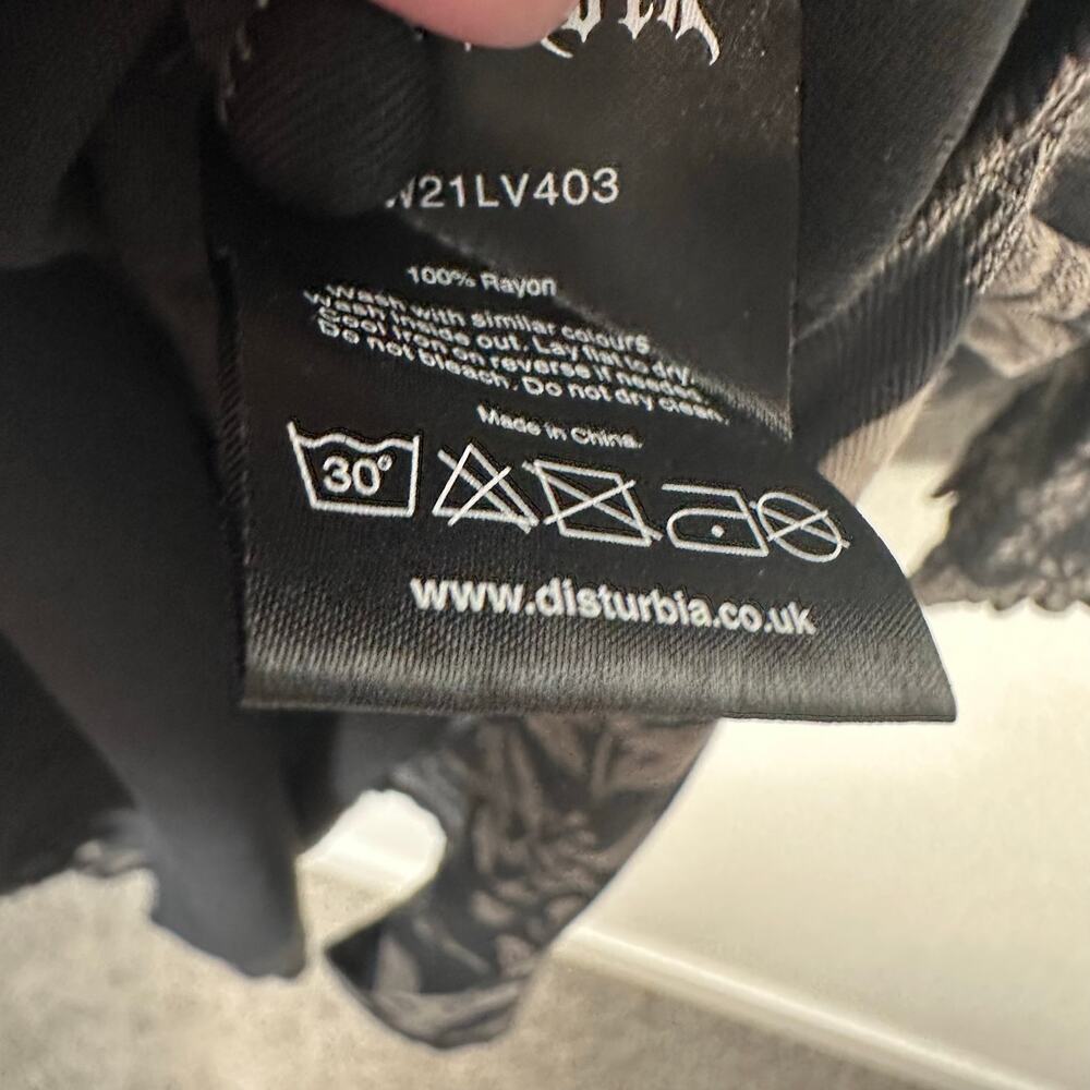 Disturbia Womens Goth Poisonous Plant Puff Sleeve Midi Dress Black Size US 12 - Picture 9 of 16